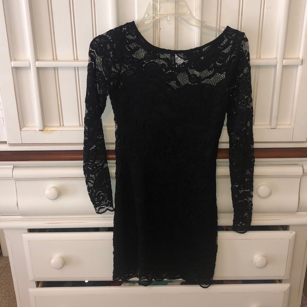 Long sleeve black lace dress